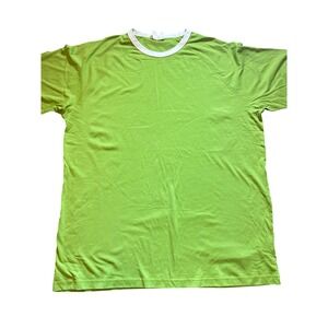 Clique Playlist Tee Mens XL Lime Green White Ringer Raglan Cotton T-Shirt